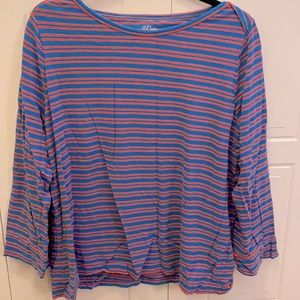 J Crew Super cute  slub tee  - pink and blue XXL